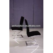 Black cloth dining chair with stainless steel legs